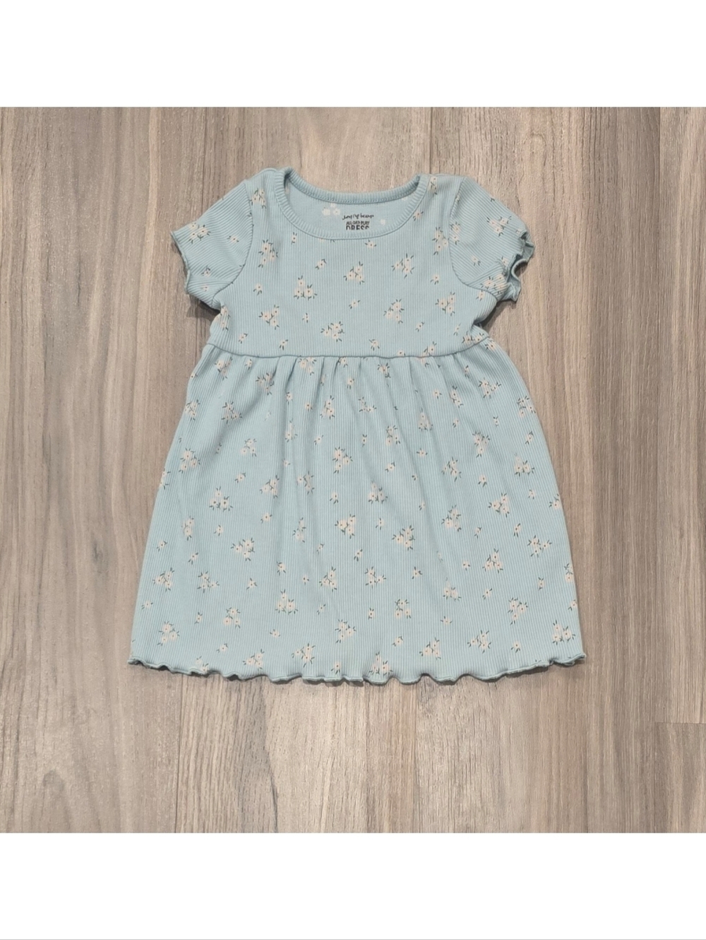 Jumping Beans Baby Girls Ribbed Floral Dress Sage Green Size 18 Months